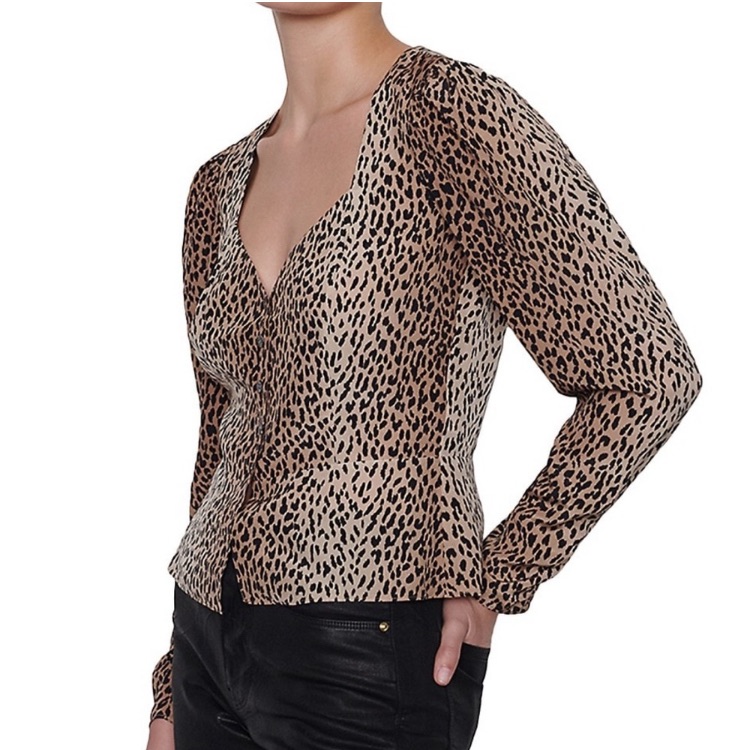 Frame Silk Leopard Print Blouse